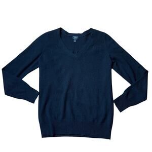 Talbots Cashmere Sweater SZ M V Neck Classic Luxury Casual Classic Black Minimal